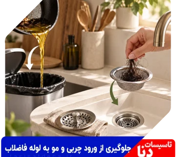 مو و چربی داخل لوله فاضلاب